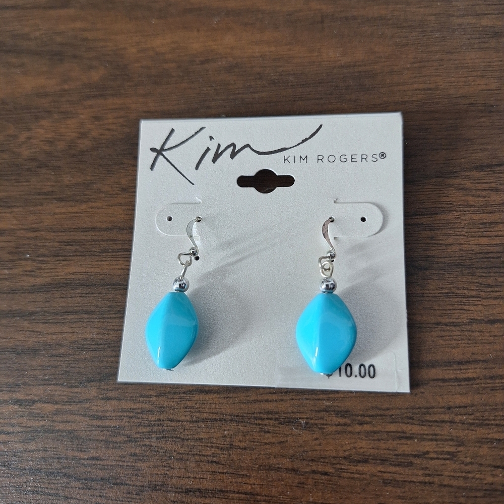 Kim Rogers blue dangling earrings